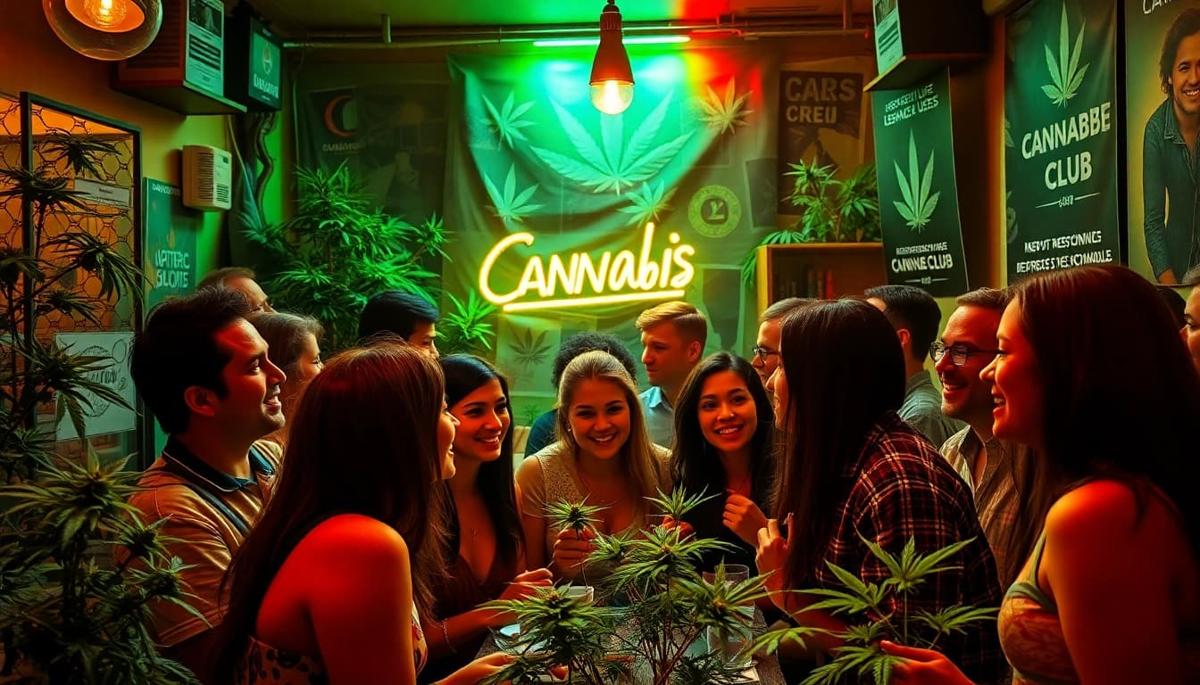 Clubs Cannabis Madrid offrant un environnement vibrant pour socialiser et partager l'expérience.