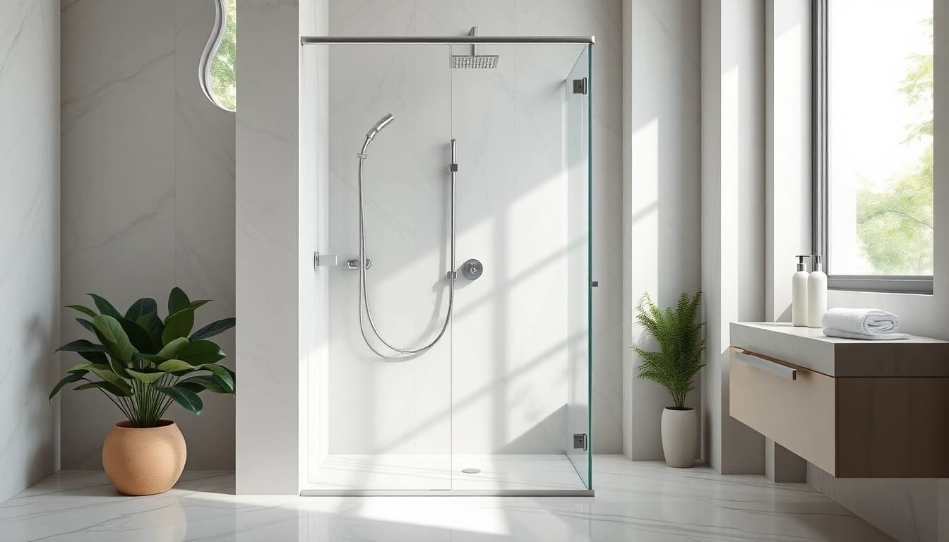 Experience a luxurious shower uk design in a modern bathroom setting with chic elements.