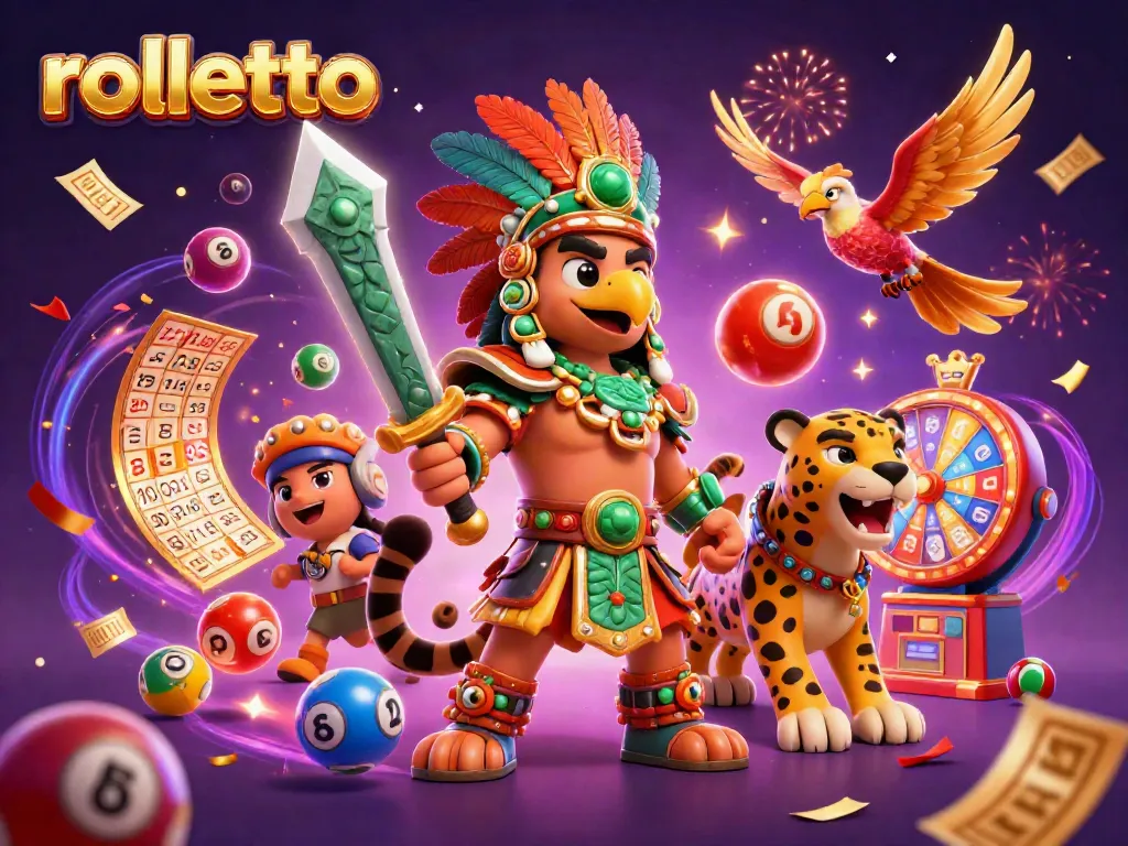 Enjoy rolletto's thrilling casino experience with Aztec warriors and vibrant lottery elements.