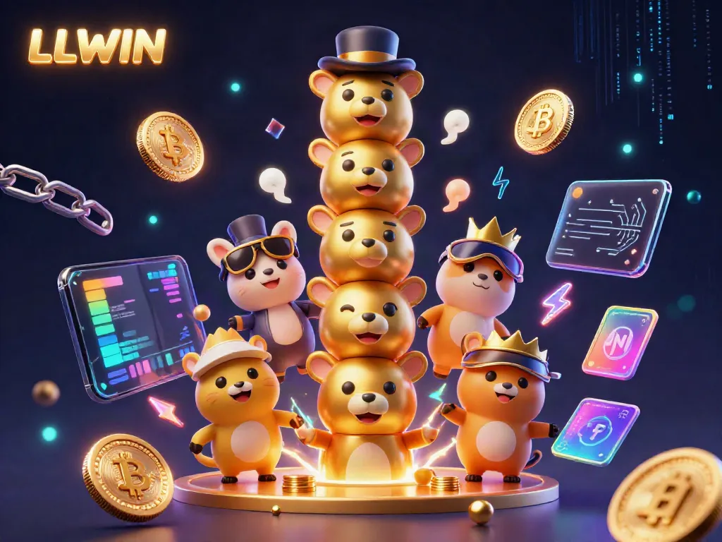 Experience the thrill of LLWIN casino games with an electrifying 3D totem pole design showcasing vibrant elements.