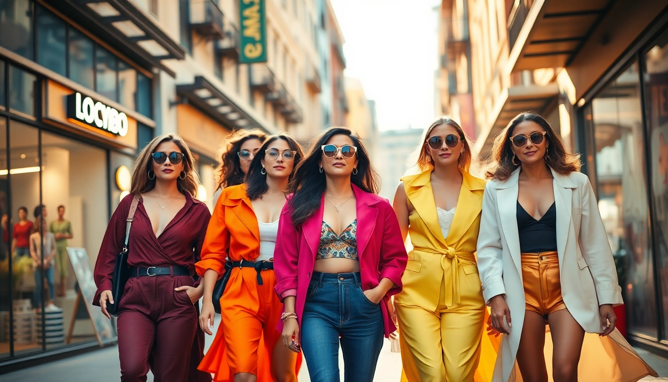 Captivate your style with this women fashion scene showcasing diverse fashion-forward women in vibrant outfits.
