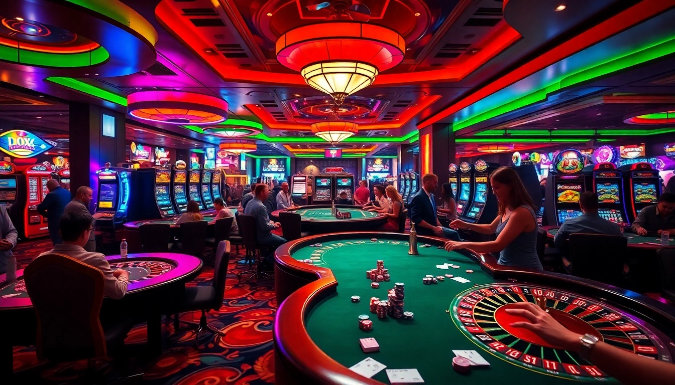 Experience intense gaming as players engage with lively ai chat porn themes amidst bright casino lights.