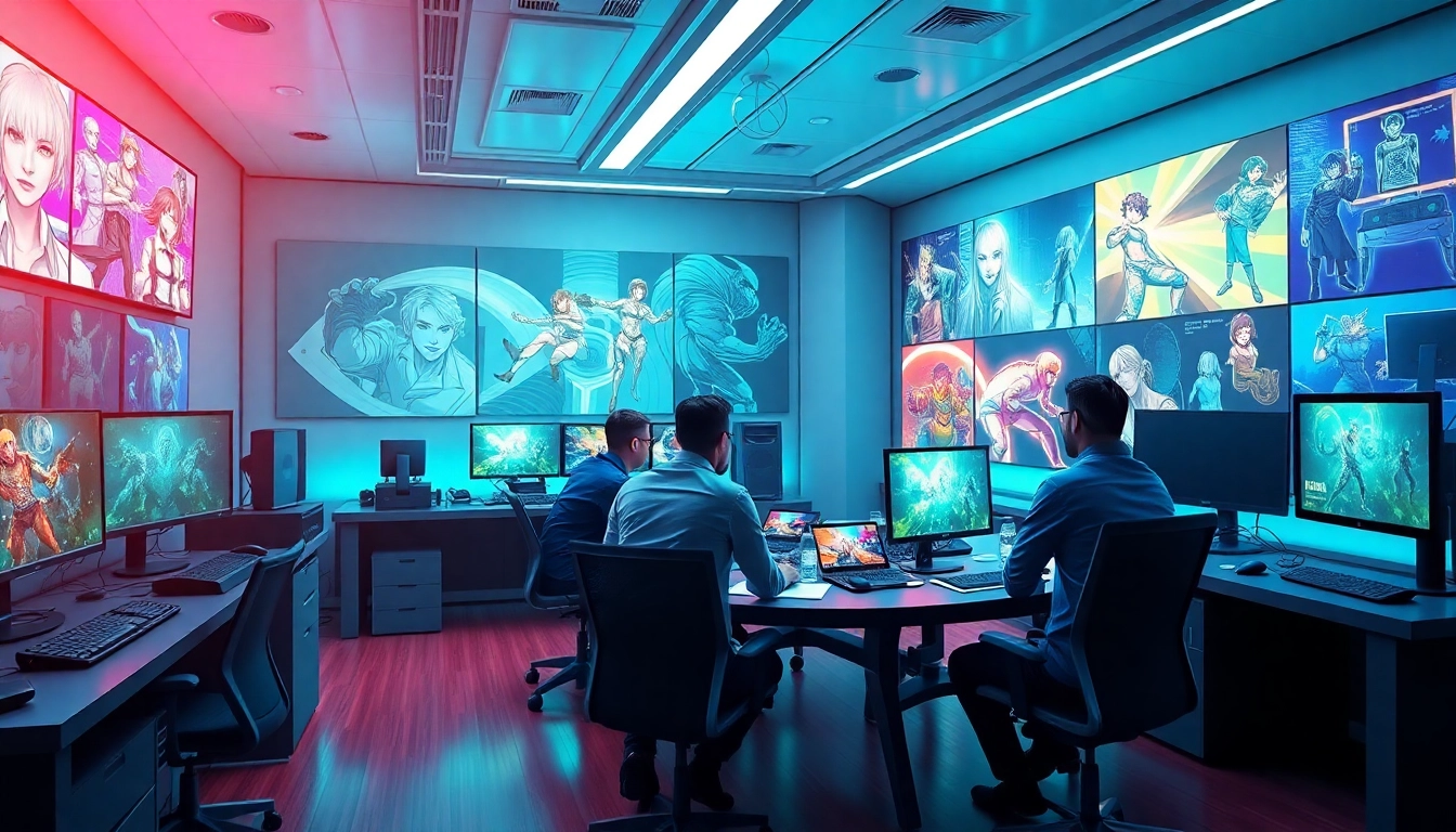 The vibrant workspace of a uk game studio, showcasing innovation and teamwork.
