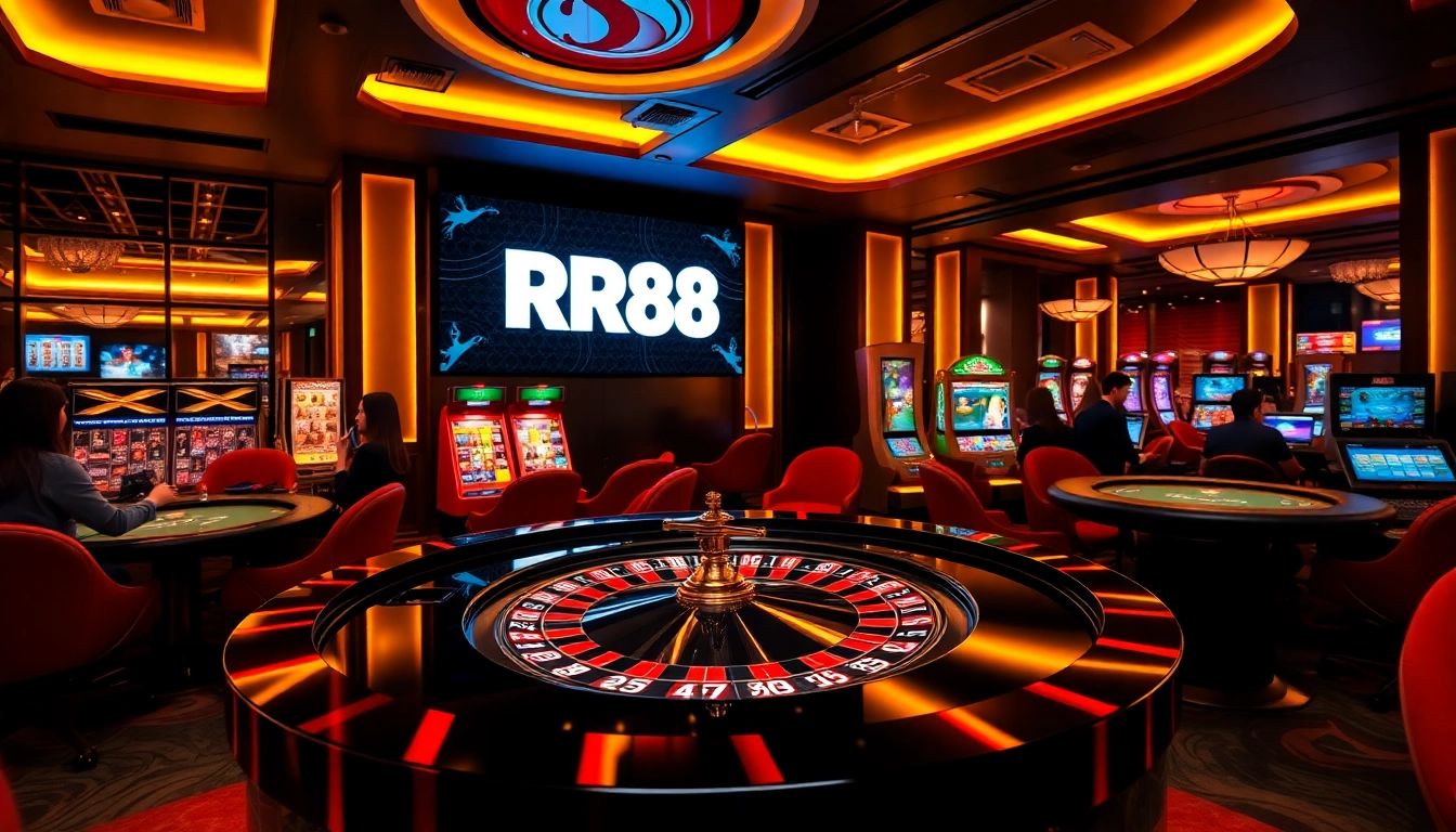 Players enjoying a thrilling gaming experience at RR88 casino, showcasing excitement and professional gameplay.