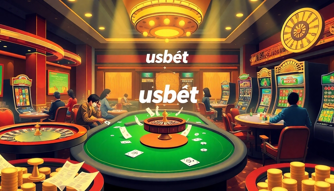 Experience the thrill of nhà cái usbet with exciting gaming tables and vibrant casino elements.