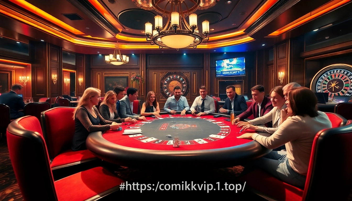 Engaging poker players at a luxurious casino table, inspired by https://rikvip1.top/ for an immersive gaming experience.