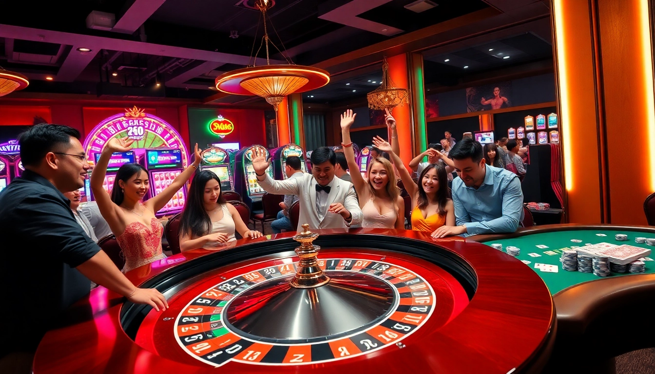Experience thrilling gaming at bet88.com with vibrant roulette tables and lively players.