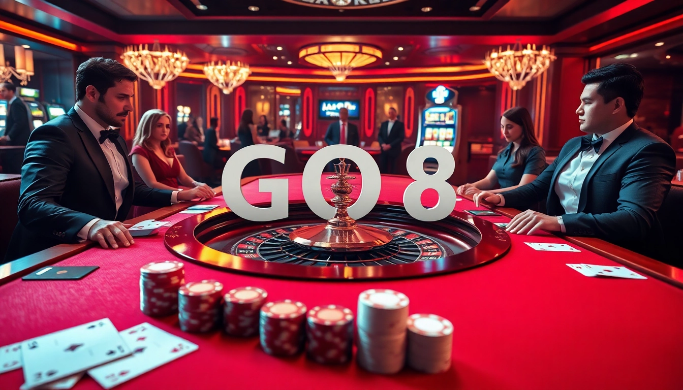 Players enjoying roulette at a luxurious casino featuring GO8 strategy themes.