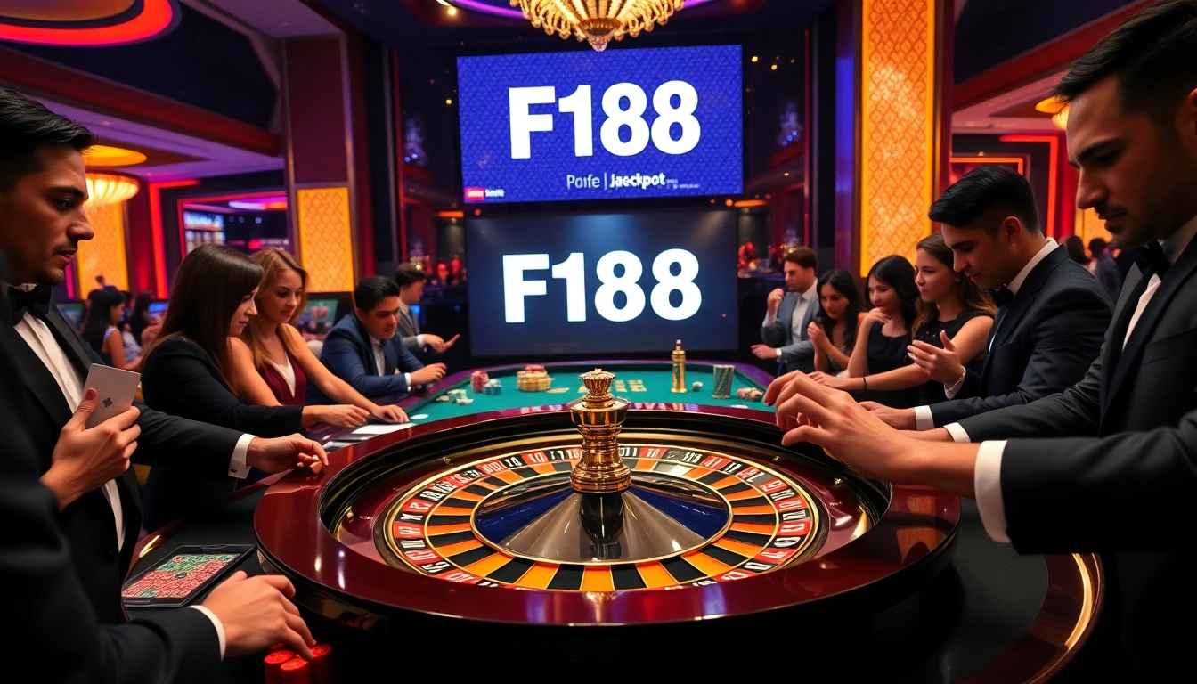 F168 delivers an exhilarating casino experience with roulette, chips, and vibrant players.