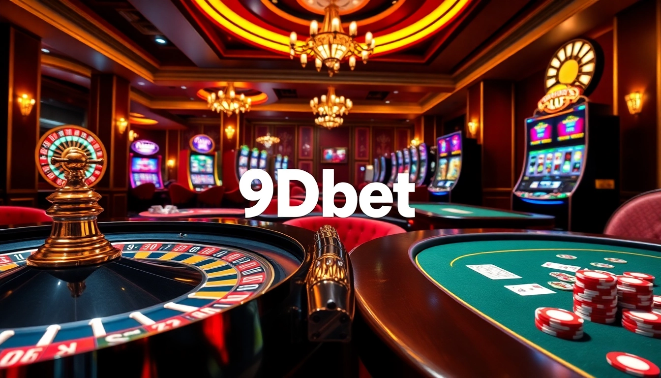 Winning gamblers experience 9Dbet Login at an upscale casino with vibrant gaming tables.