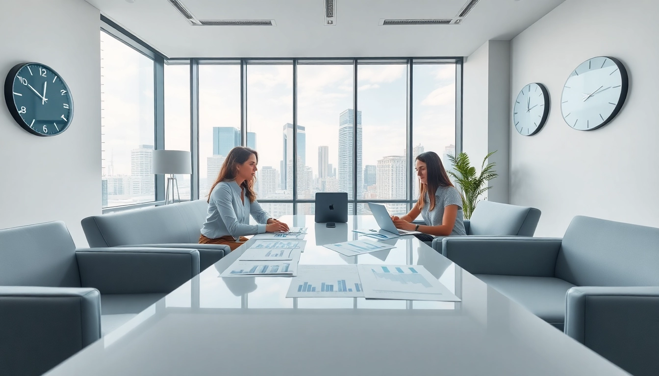 Visualizza una scena di consulenza finanziaria professionale che rappresenta le tariffe della Clinica del Debito, con grafici ed esperti in discussione.