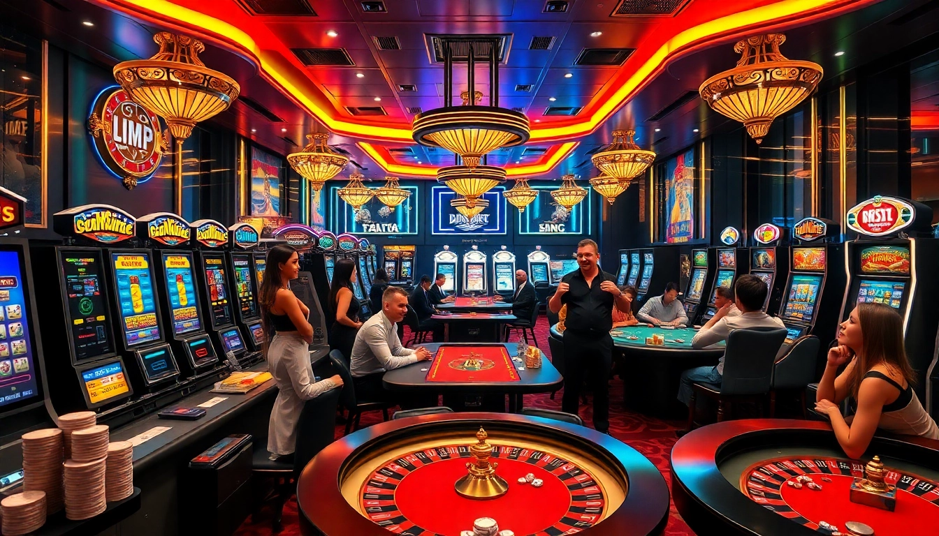 Engaged players enjoying games at a luxurious gaming hall, showcasing the essence of 슬롯커뮤니티.