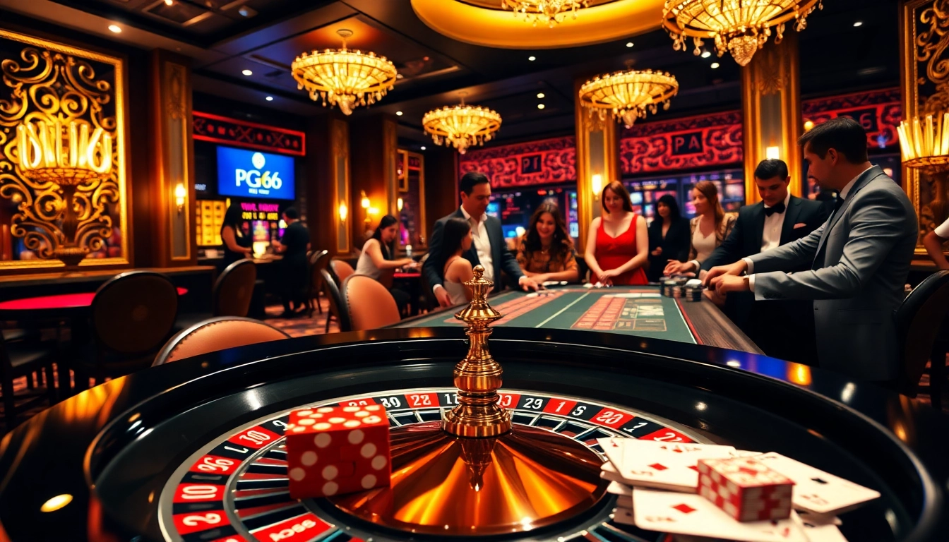 Experience thrilling gaming at PG66's vibrant casino table with elegant decor.