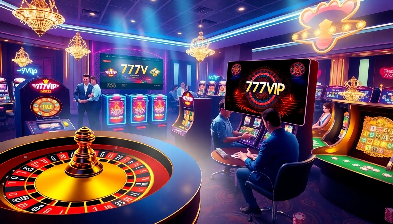 Experience thrilling games at 777VIP, featuring roulette wheels and engaging slot machines.