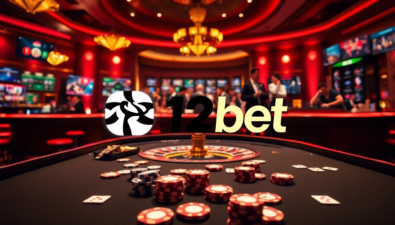 12bet players enjoying an exciting game at a professional casino table with vibrant poker chips.