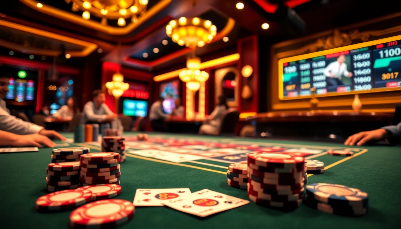 Experience high-stakes excitement at https://mm88.press/ with a vibrant casino scene showcasing poker action.