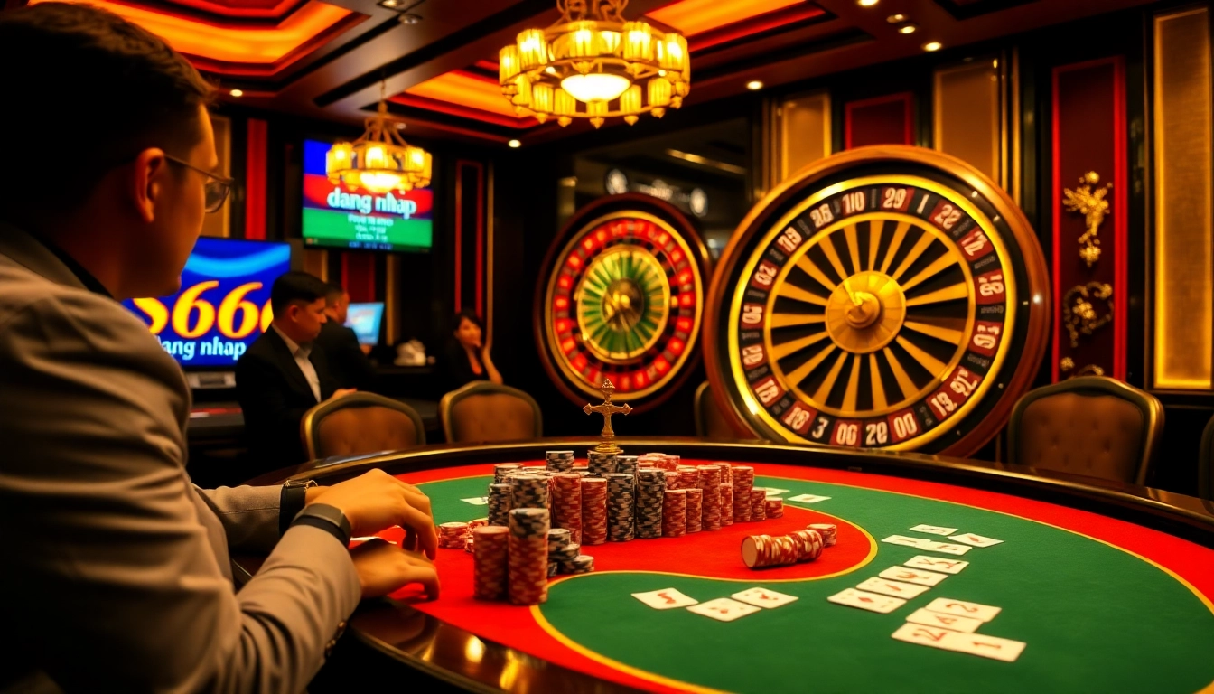 S666 dang nhap - Engaging gamblers at an upscale casino poker table with thrilling action.