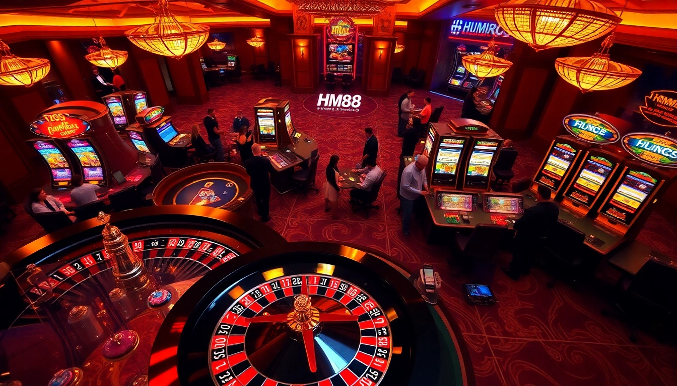 HM88 players enjoy thrilling casino games in a luxurious setting with roulette and slots.