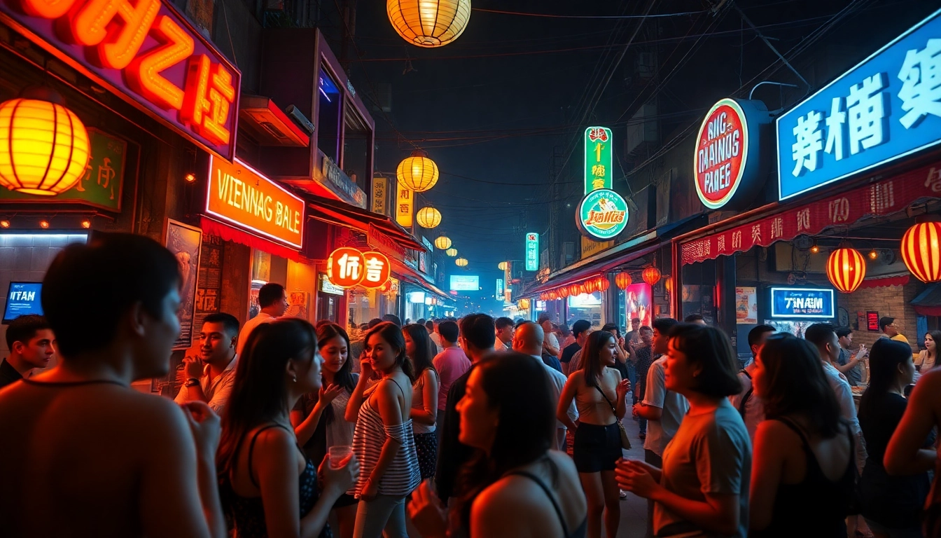 Experience 다낭밤문화 in Da Nang's vibrant nightlife, showcasing lively bars and energetic crowds.