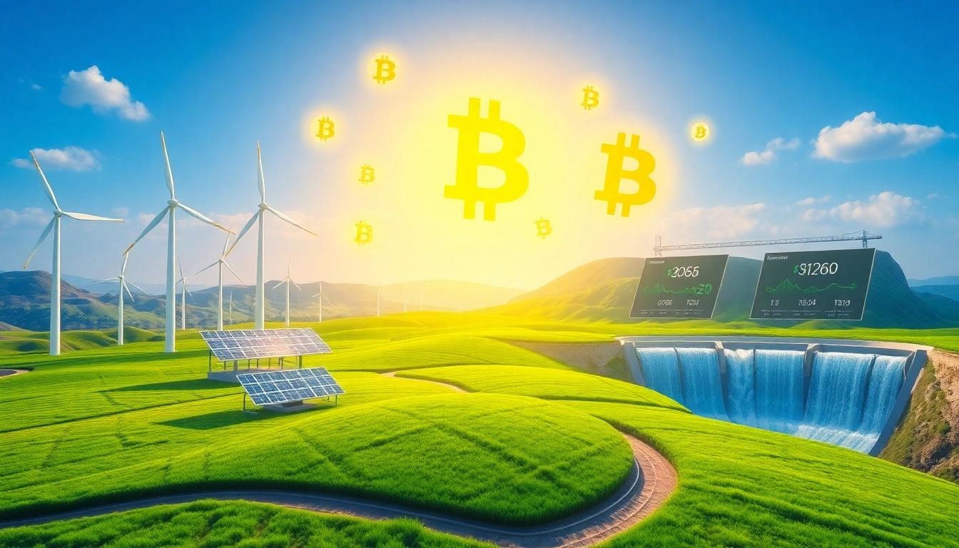 Innovative cloud mining app interface powered by renewable energy sources.