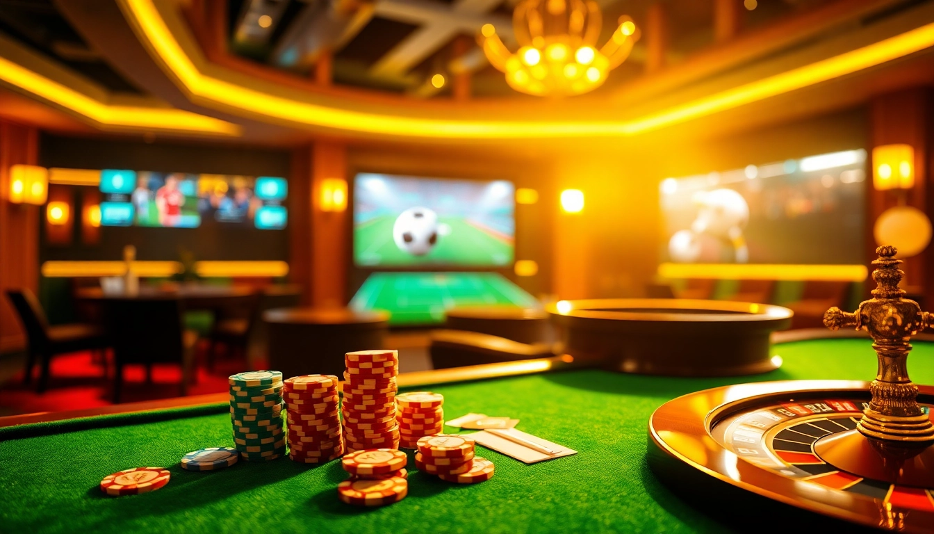 Exciting Kèo bóng đá scene showcasing a luxury casino experience with vibrant betting elements.