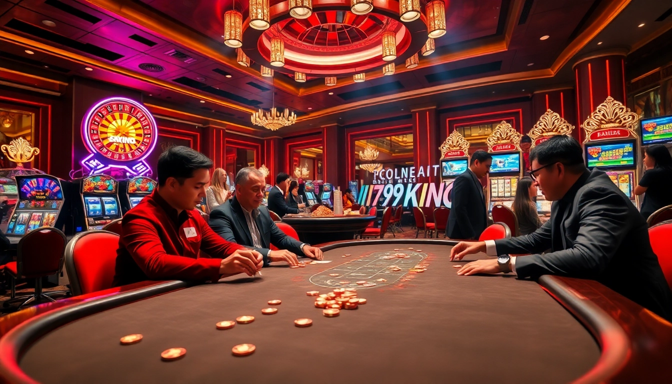 Experience the thrill of 79King at a luxurious casino poker table with players and immersive game visuals.