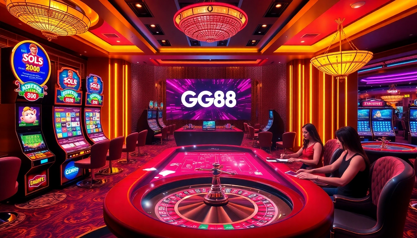 Players enjoying the thrill of online gambling at GG88, showcasing vibrant gaming environments.