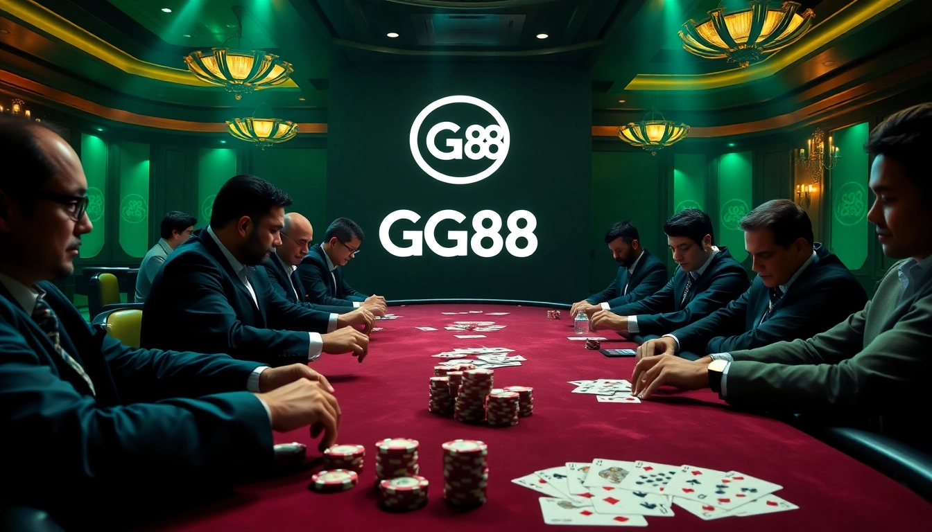 Play poker at GG88’s luxurious casino with professional gamers at a high-stakes table.