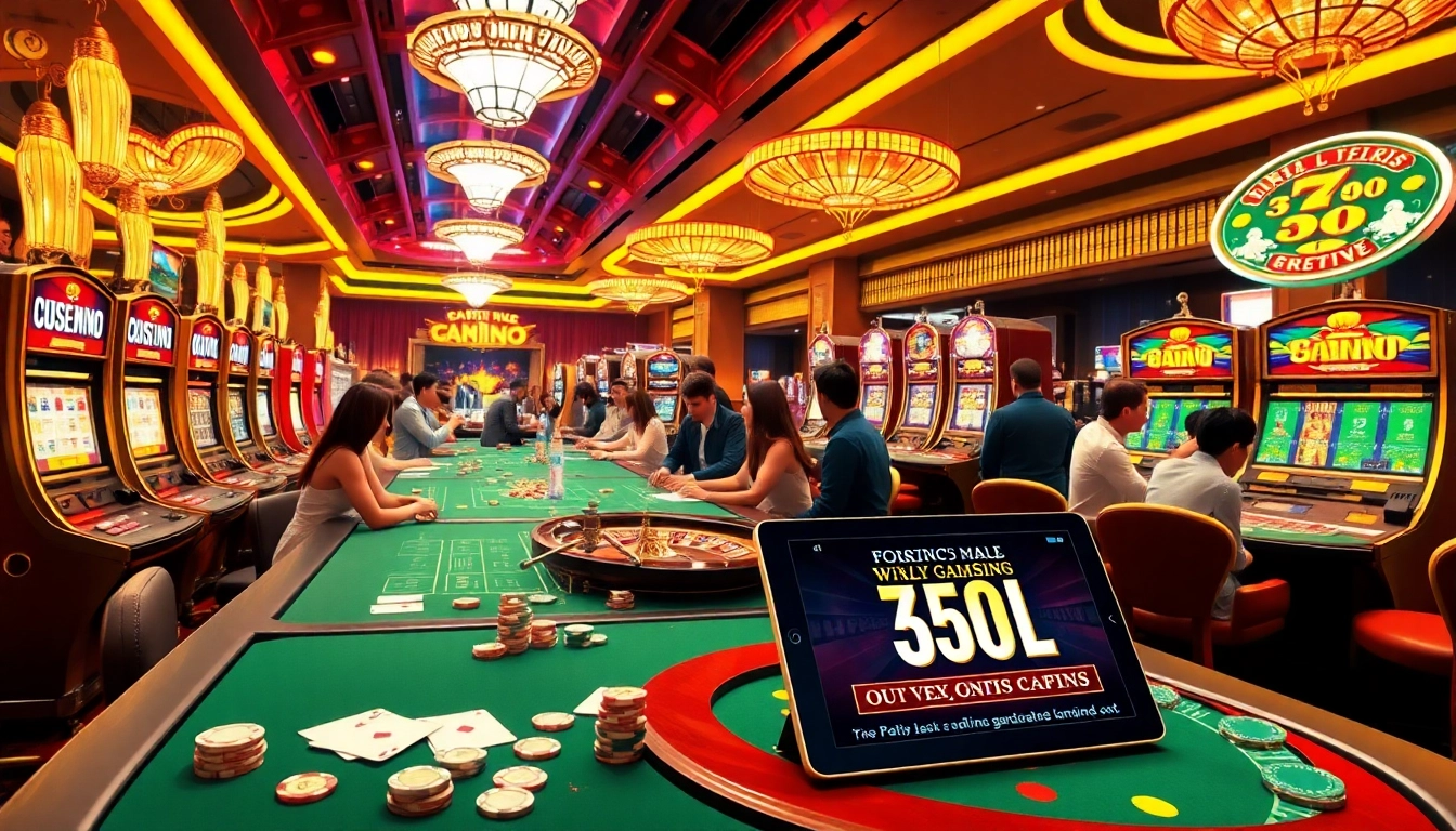 Experience the excitement of khuyến mãi okfun with vibrant casino gaming action, including roulette and slot machines.