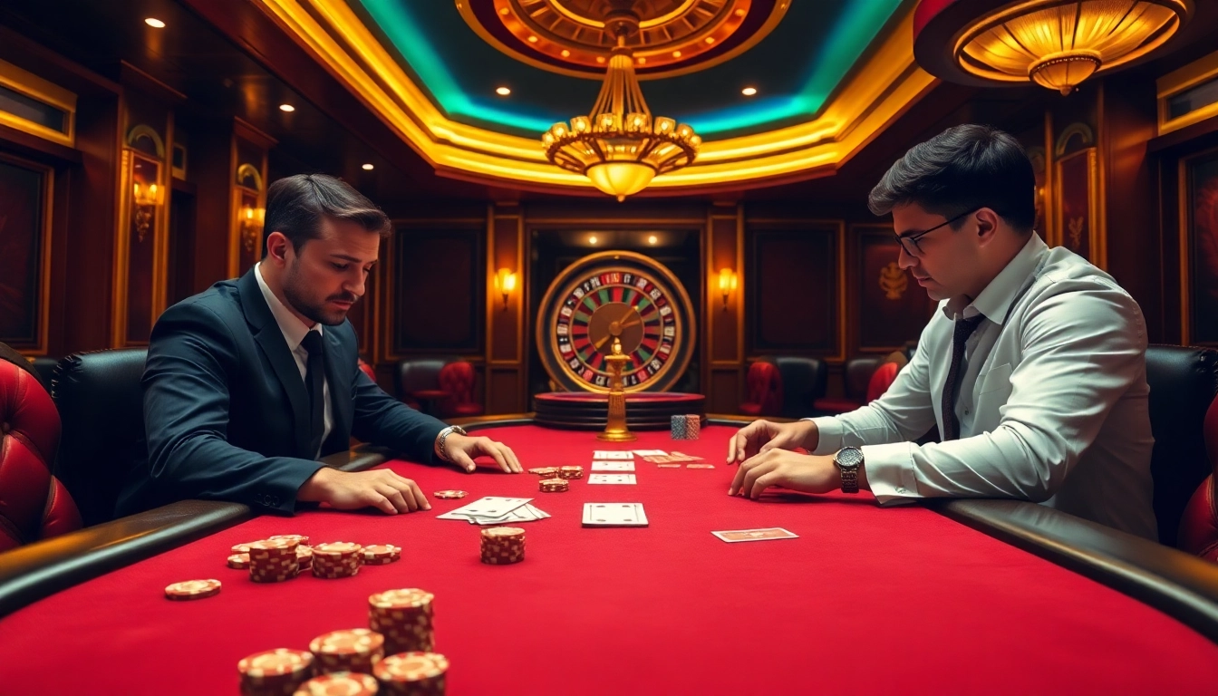 Experience high-stake gambling at https://xx88.directory/ with professional poker players engaged in a thrilling match.