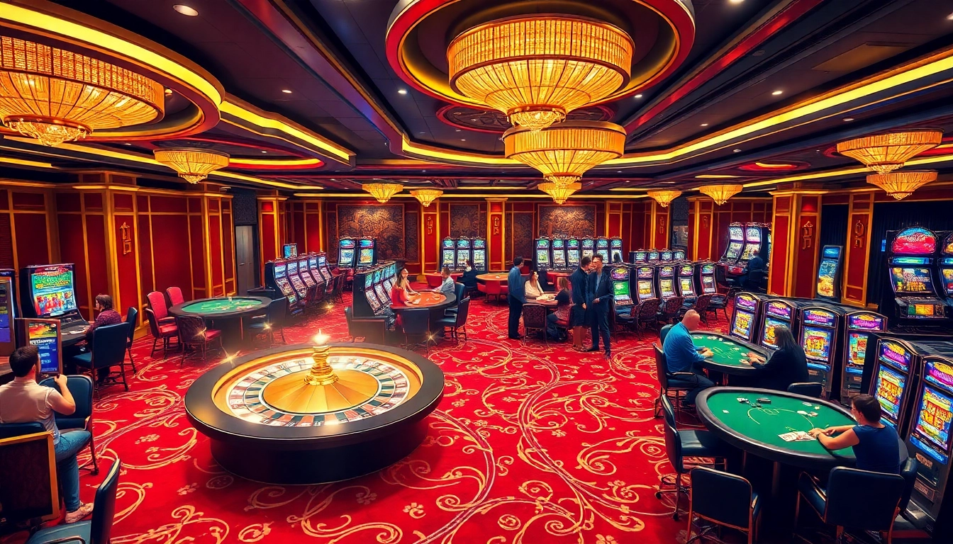 Experience excitement at LV88 with luxurious casino tables and vibrant slot machines.