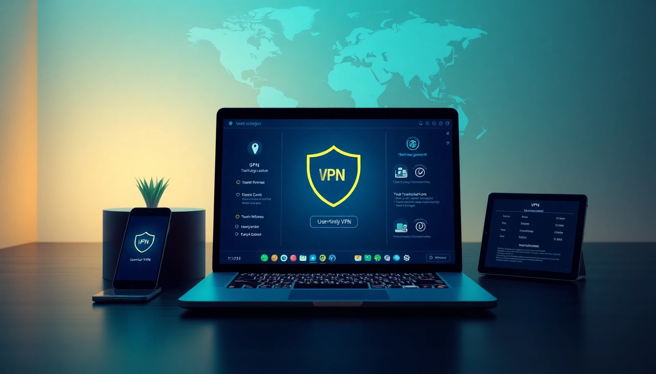 展示 QuickQ官网 在多种设备上的安全 VPN 界面，带来最佳上网安全。