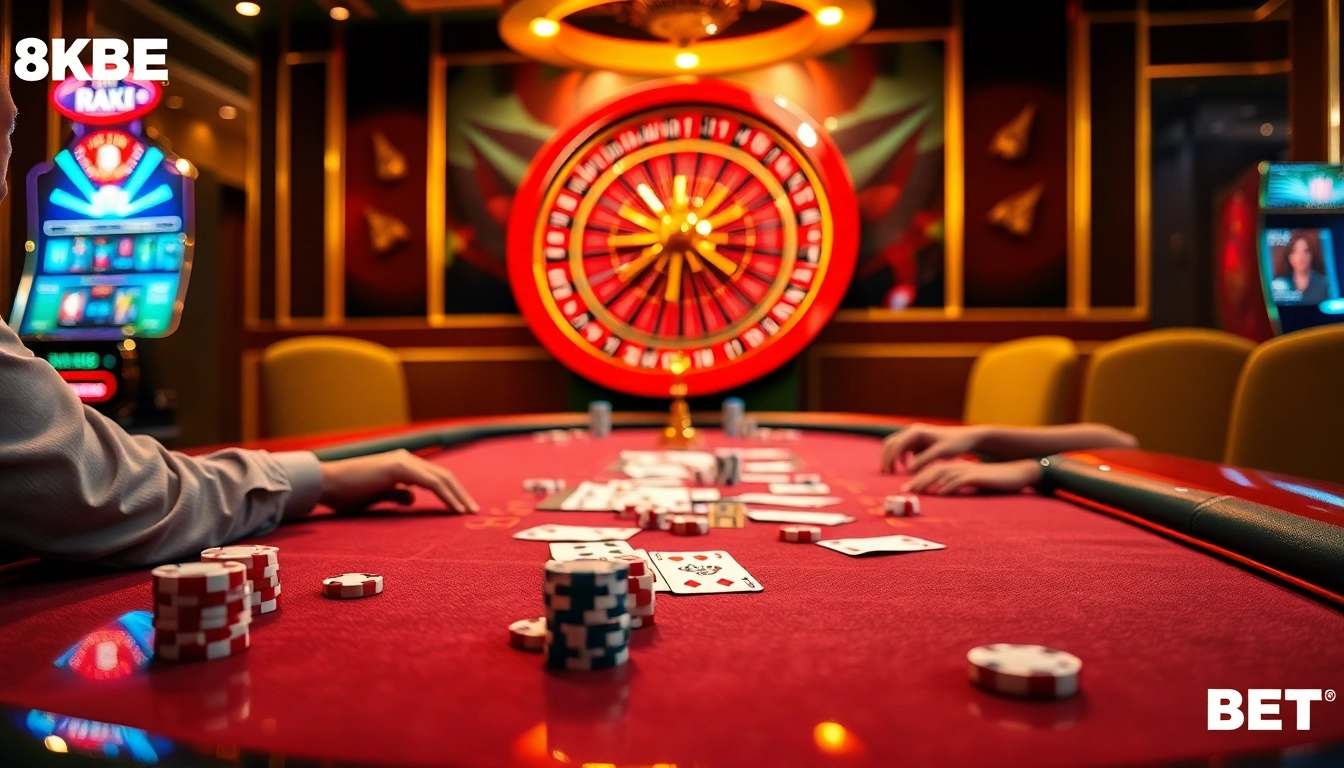 Experience luxury gambling at http://8kbetsg.com with engaged players at a poker table.