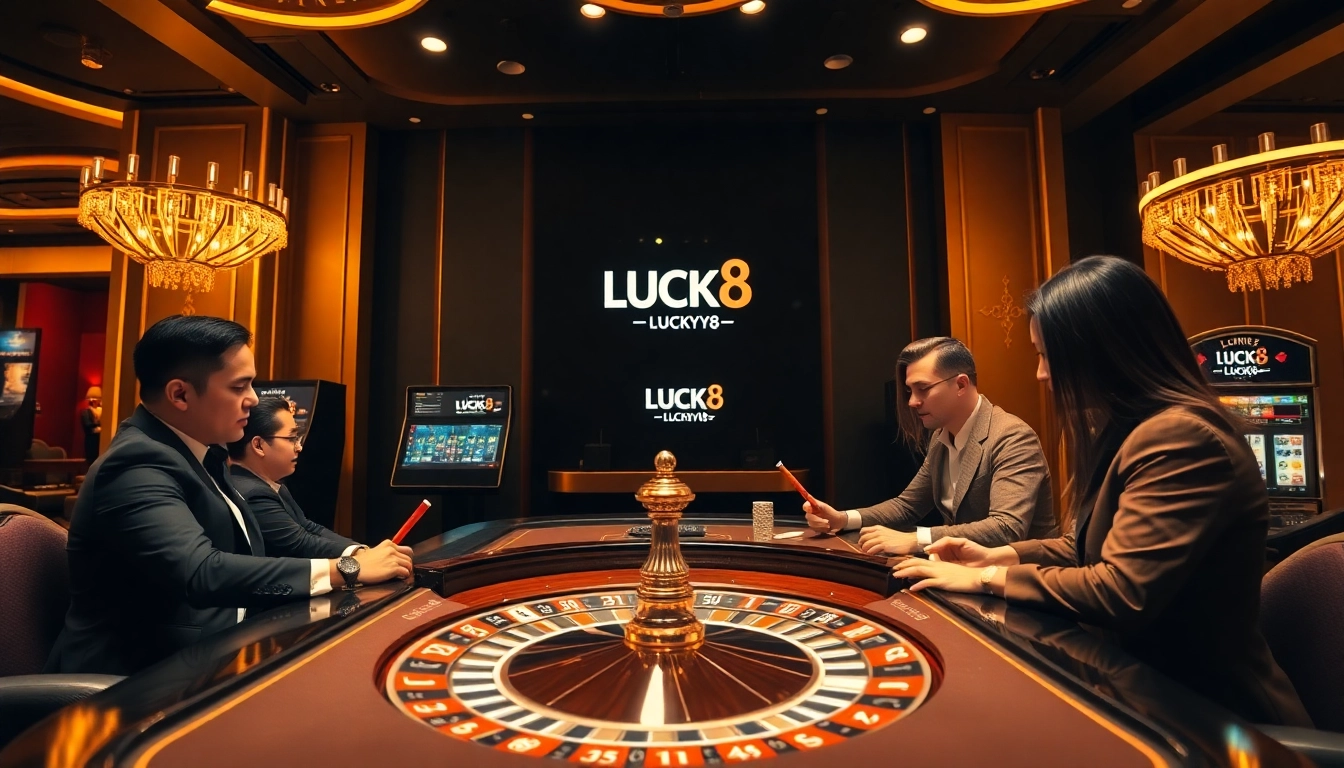 Trải nghiệm cảm giác hồi hộp của LUCK8 và LUCKY8 tại bàn trò chơi sòng bạc sôi động.