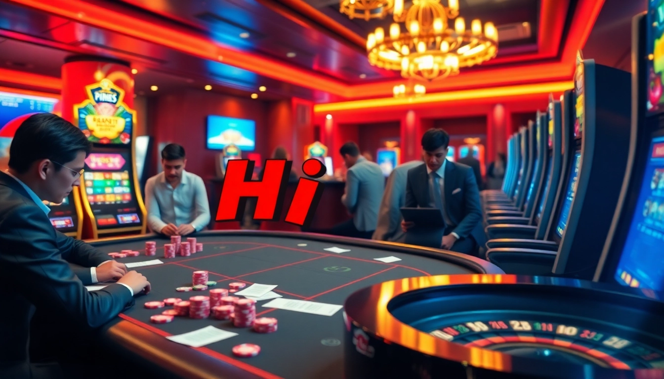 Experience the thrill of betting at Hi88 casino with vibrant tables and luxurious gaming atmosphere.