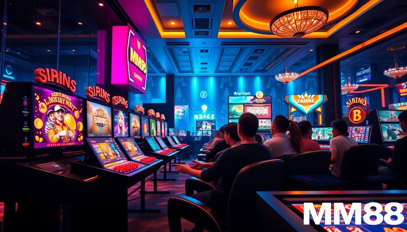 MM88 online gaming experience showcasing luxurious gaming atmosphere and vibrant casino games.