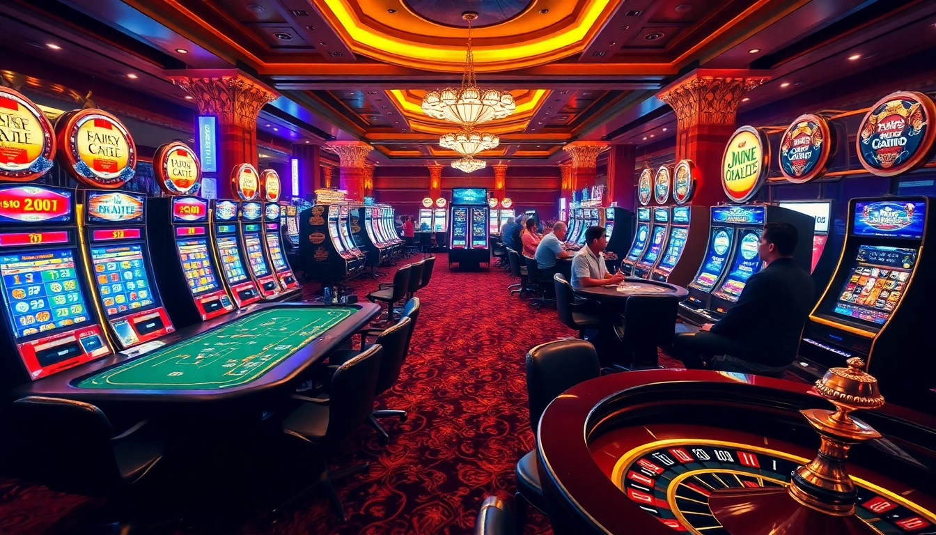 Experience the excitement of 8kbet with vibrant casino games, poker tables, and glowing slots.
