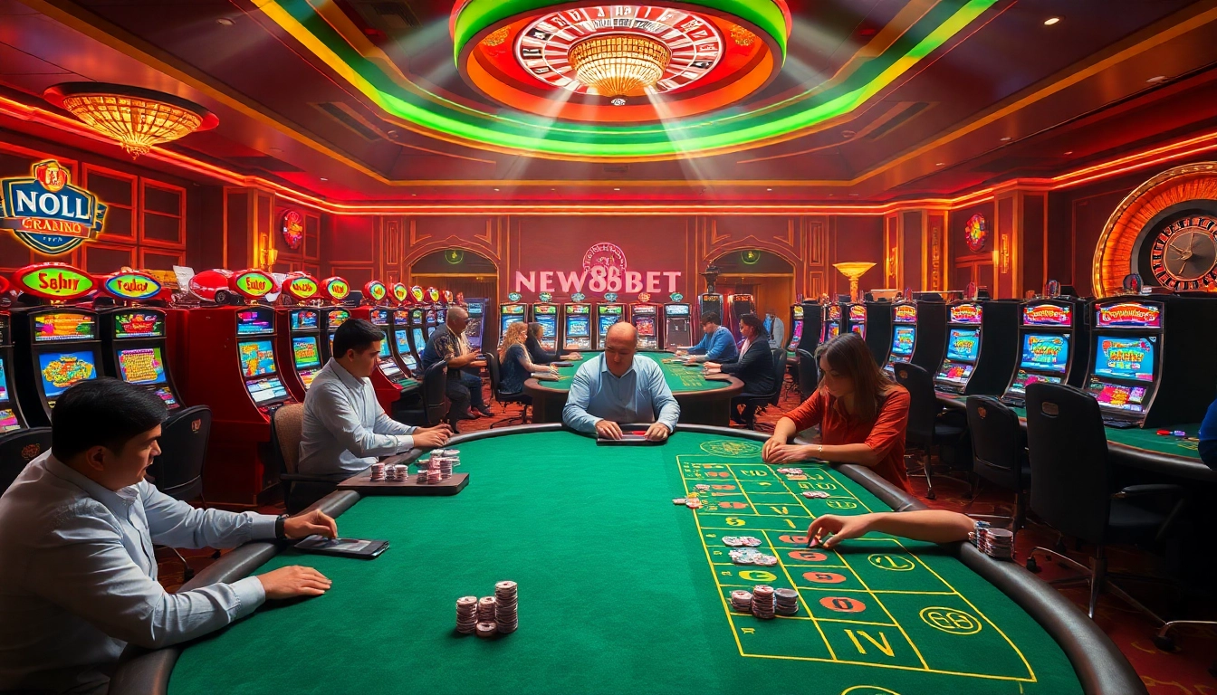 Experience thrilling gaming action at new88bet with vibrant casino elements.