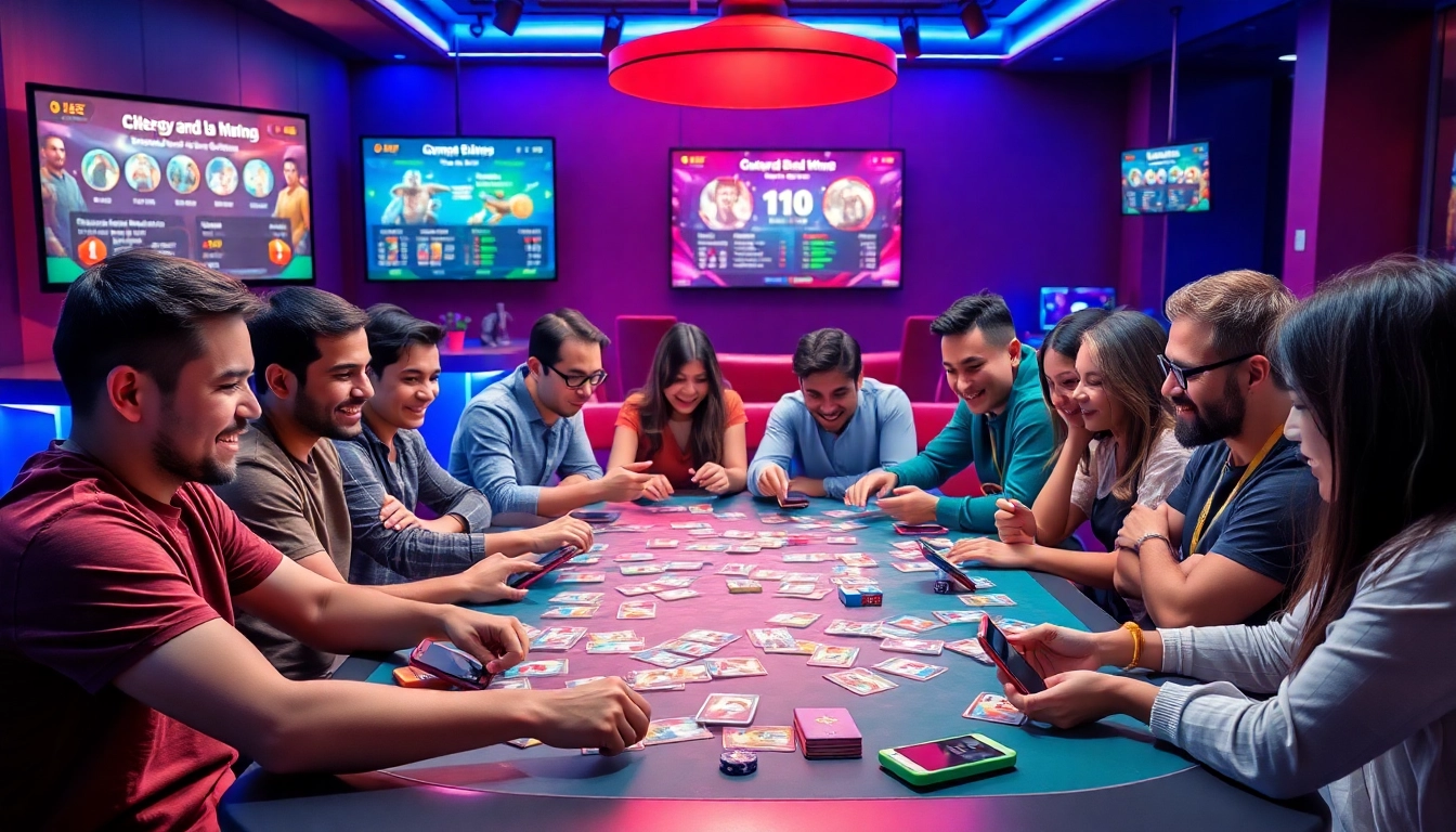 Engaged players enjoying diverse card games at topgamebaidoithuong.mx, showcasing lively atmosphere and camaraderie.