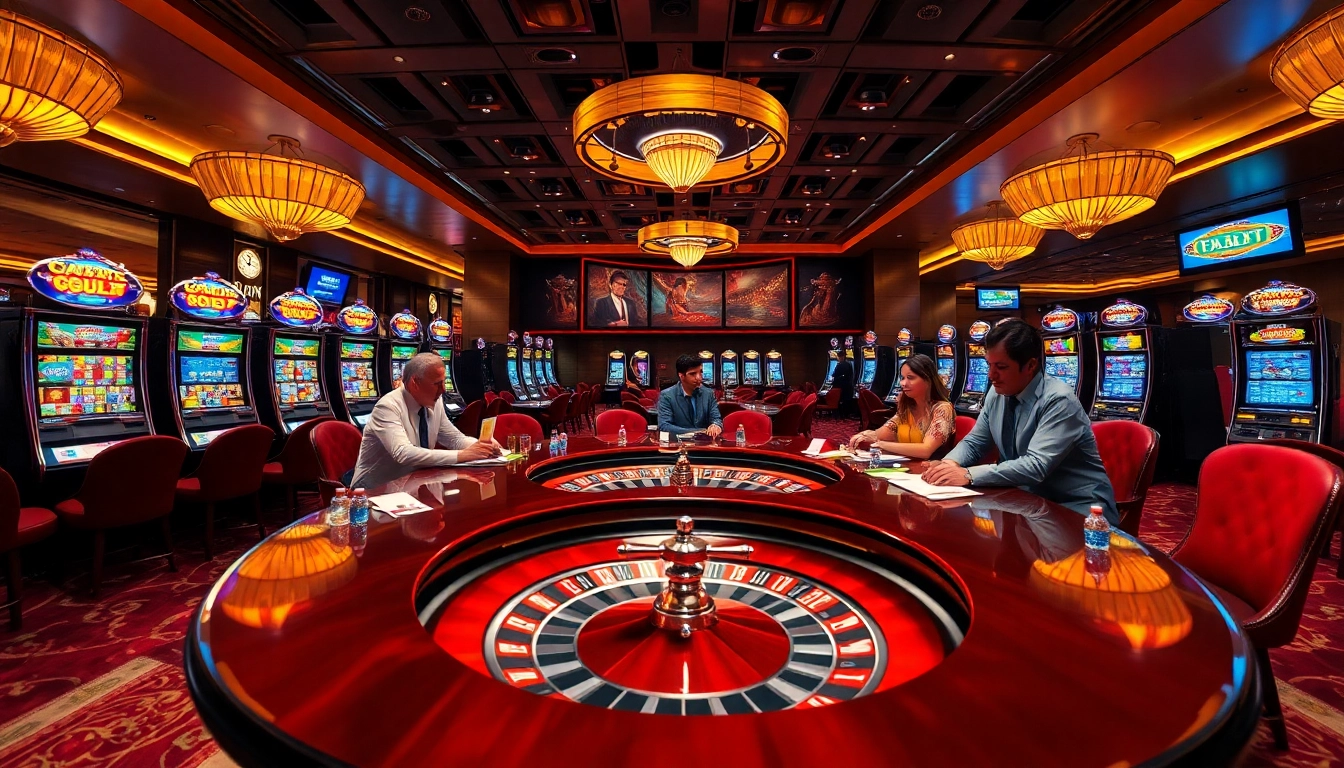 Experience thrilling gameplay at fb88 with vibrant poker tables and slot machines.