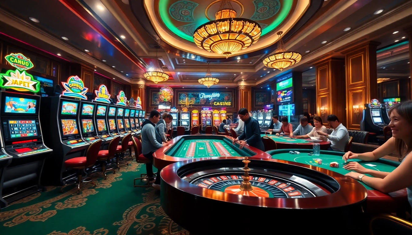 Engaging players roll dice and spin slot machines at a luxurious casino inspired by https://www.222bd.app/ excitement.