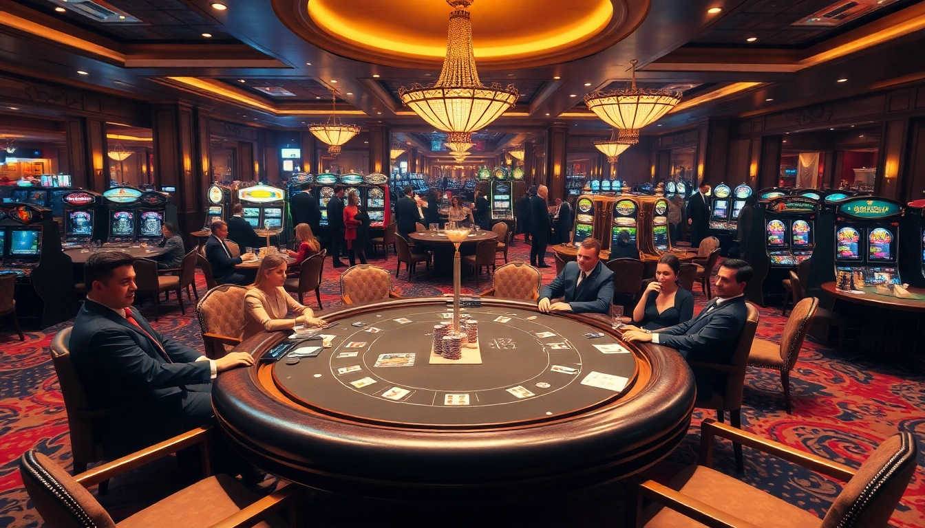 B52-themed poker table with players enjoying the excitement of casino gaming.