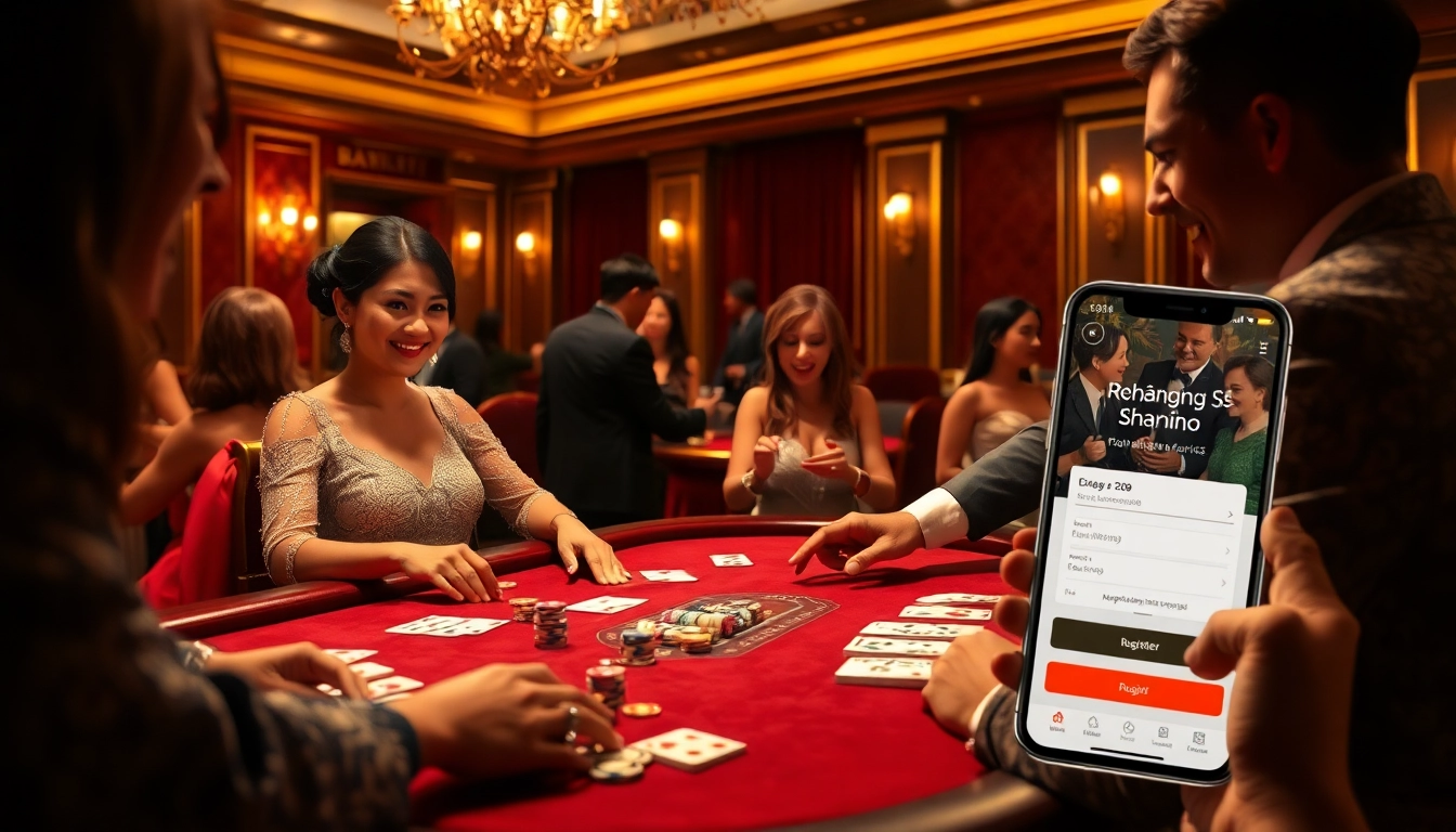 Engaging poker scene highlighting players registering at Đăng Ký S8, surrounded by luxury casino elements.
