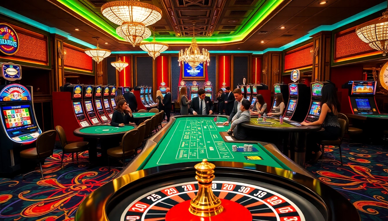 Playing games at 11UU casino featuring poker tables and slot machines for exciting gambling