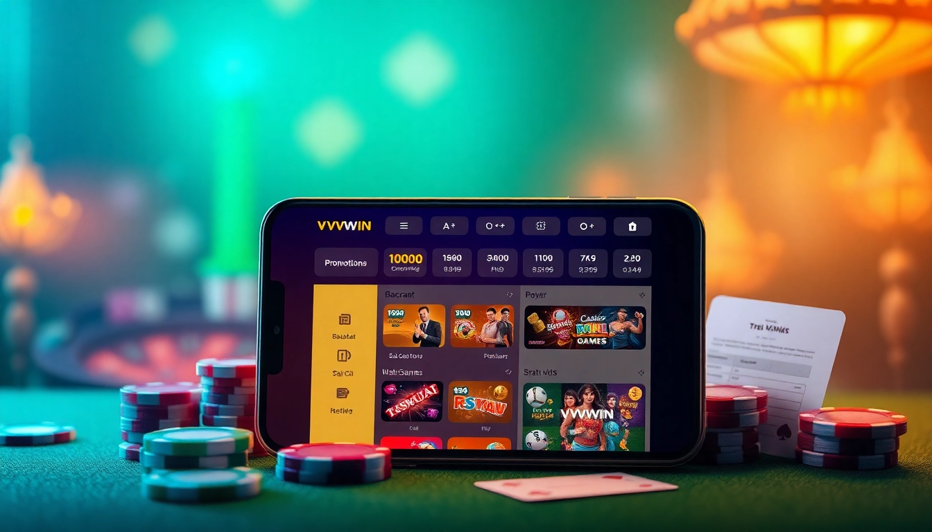 Experience the dynamic world of online betting with vvvwin88.live showcasing its app and engaging casino elements.