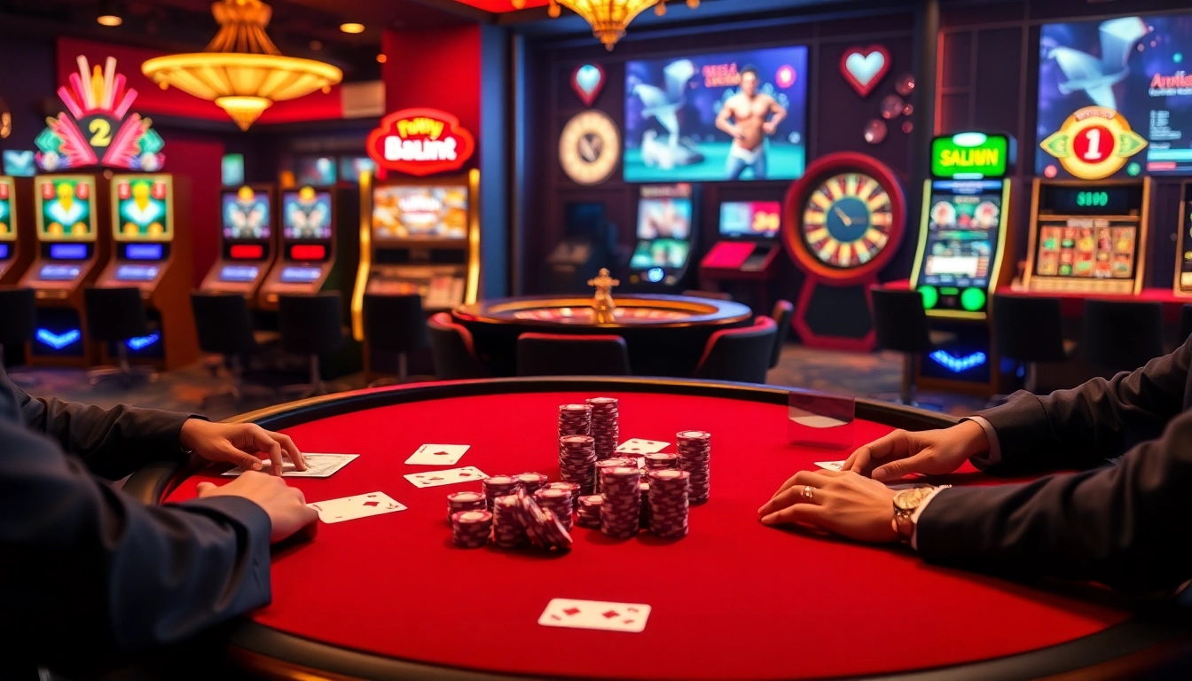 Experience thrilling poker gameplay with 32Win at a prestigious casino table filled with chips and cards.