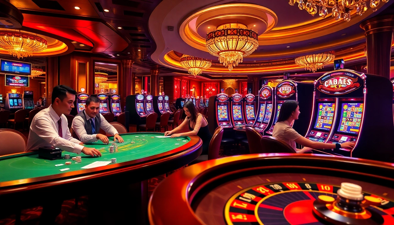 Players celebrating their victories at nhà cái PS99 with vibrant casino tables and exciting games.