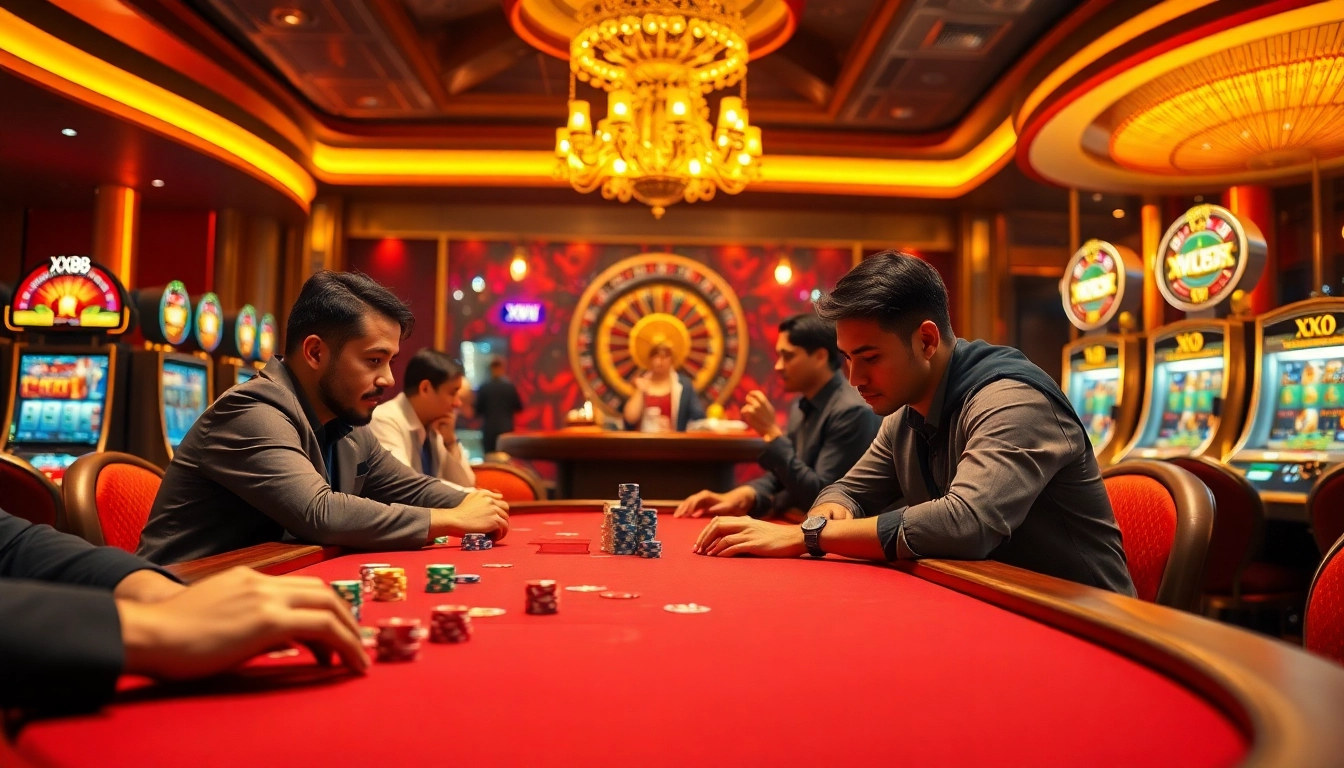 Experience the thrilling excitement of XX88 at a luxurious casino with poker and slots.