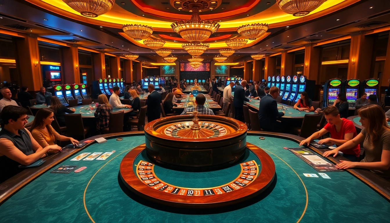 Experience the thrill of iwin at a luxurious casino table surrounded by vibrant games.