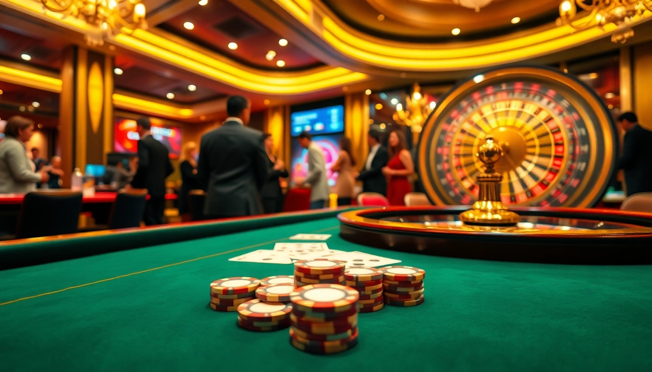 Win55 nhận 55k offer displayed at a luxurious casino with poker chips and roulette wheel.